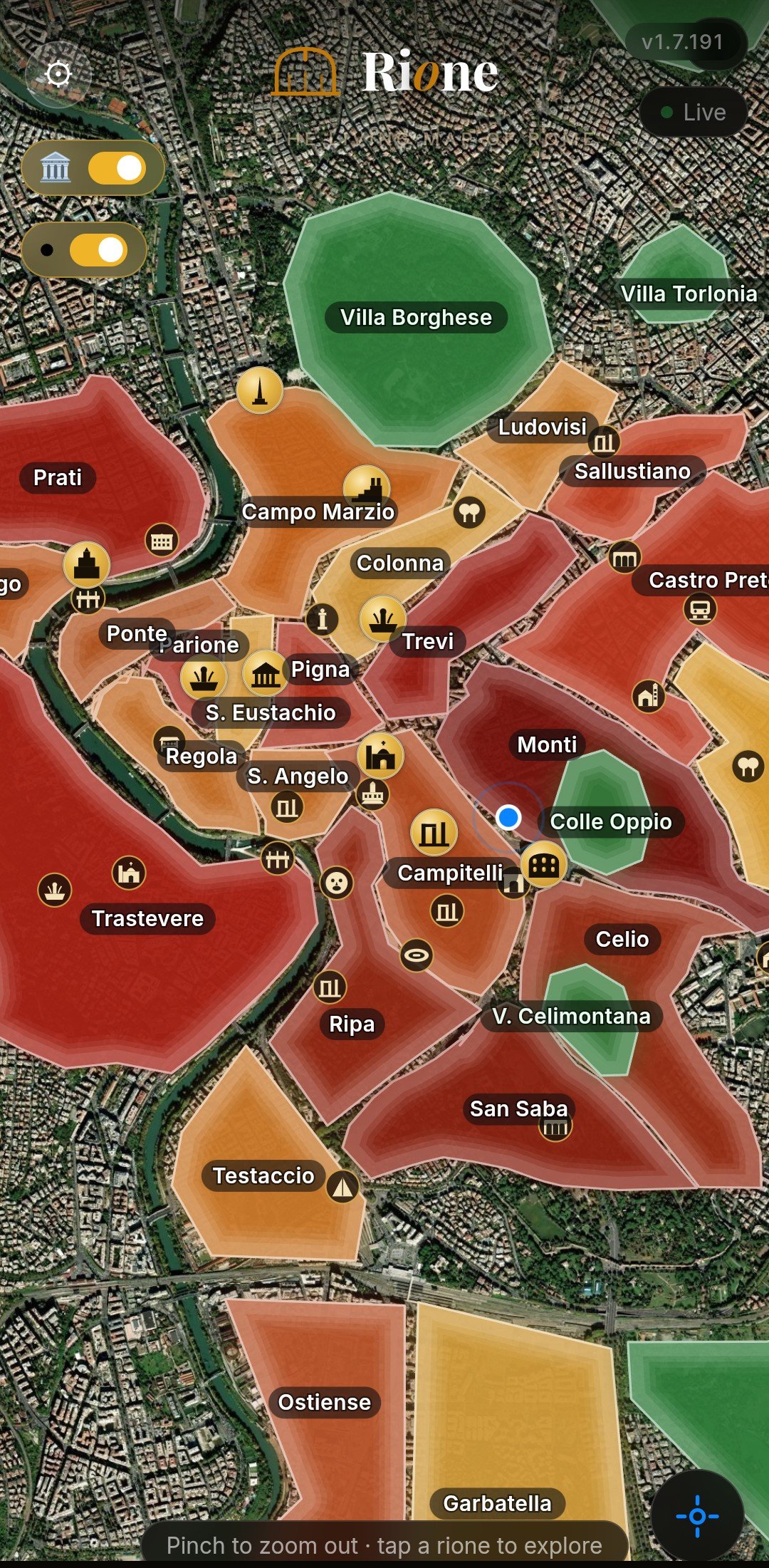 Interactive rioni map of Rome